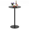 Round cocktail table with a black metal base and MDF top, 40" height, suitable for weddings and home use.