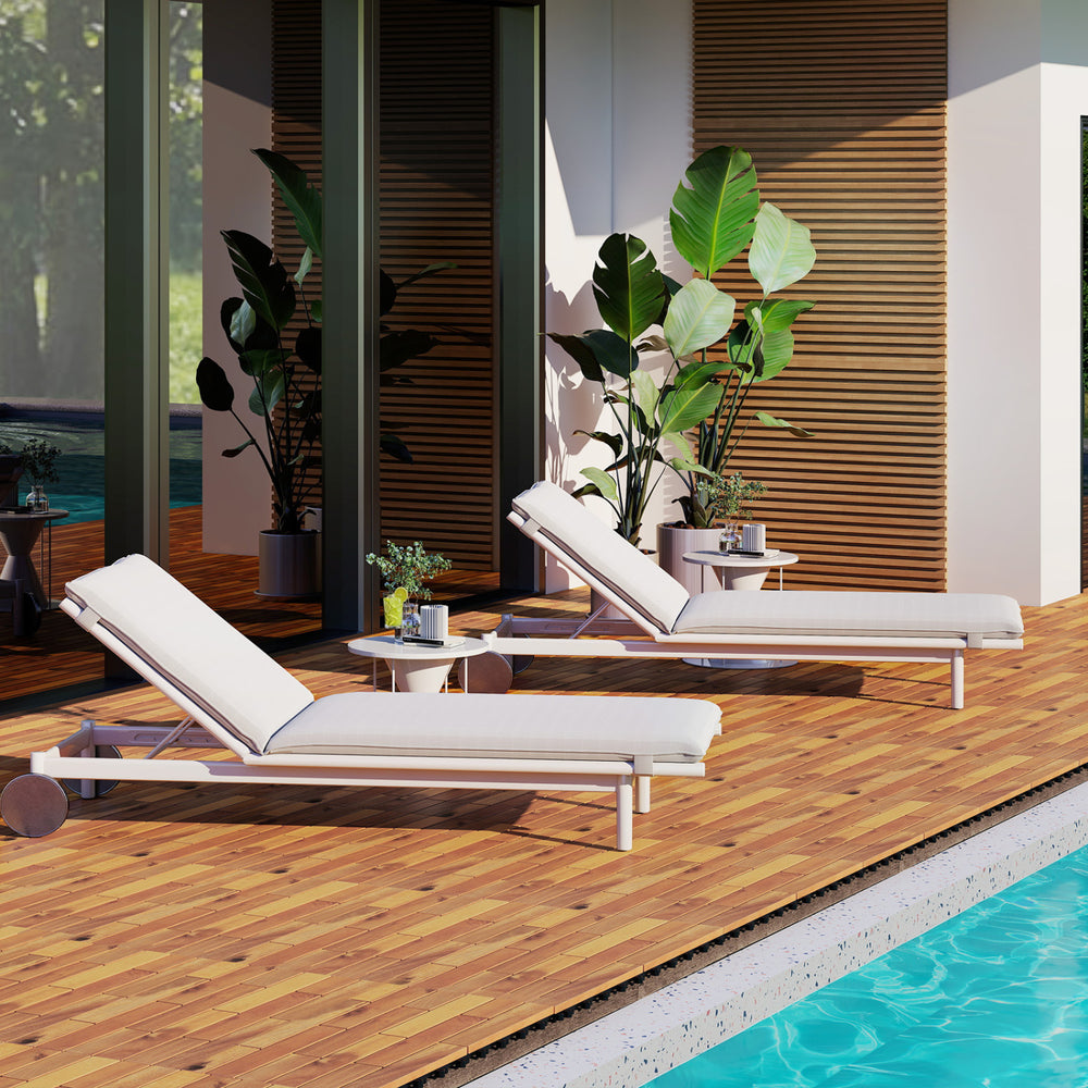 Acacia wood interlocking deck tiles in natural finish, ideal for outdoor use on patios, balconies, and poolside areas.