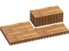 Acacia wood interlocking deck tiles in a stacked arrangement, ideal for outdoor patio and balcony use.