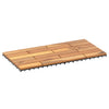 Acacia wood interlocking deck tile, 24 x 12 inches, featuring a waterproof design for outdoor and indoor use.
