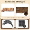 Acacia wood interlocking deck tiles with anti-deformation PP base for outdoor use on patios, decks, and balconies.