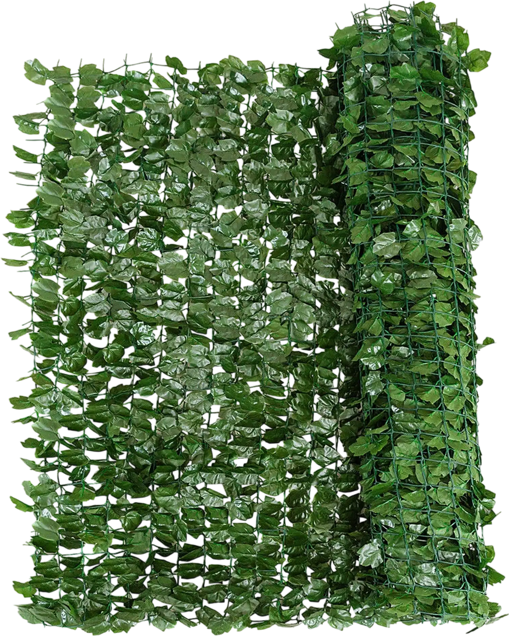 Faux ivy leaf privacy fence panel rolled out, 40 x 95 inches, perfect for creating privacy and lush greenery indoors or.