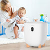 Towel warmer bucket with LCD display and wooden feet, designed for heating towels and blankets in just 6 minutes.