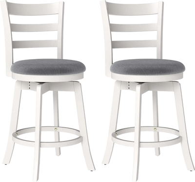 Costway Swivel Bar Stools Set of 2 Upholstered Bar/Counter Height Chairs 55239081 New
