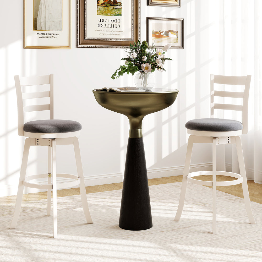 25"/30.5" Swivel Barstools Set of 2, 360° Rotating Bar/Counter Height Chairs with Upholstered Seat-30.5 Inch - Gallery View 1 of 9