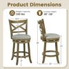 Counter height swivel bar stools with backrests, wood frame, and thick cushion for comfort, ideal for kitchen or dining.