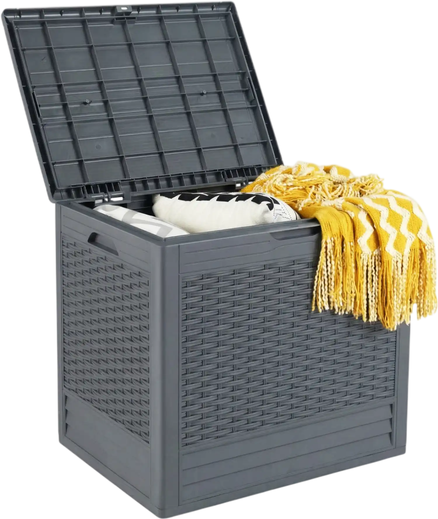 Costway 25 Gallon Outdoor Storage Box Rattan Pattern 31502833 New