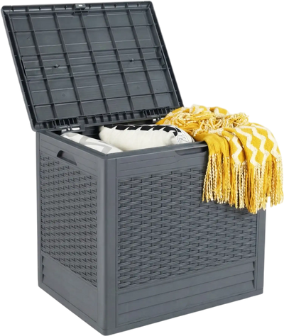 Costway 25 Gallon Outdoor Storage Box Rattan Pattern 31502833 New
