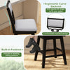25-inch black bar stool with upholstered backrest, padded seat, and built-in footrest for comfortable kitchen seating.