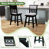 Black 25-inch bar stools set of 2 with upholstered backrest, 360° rotation, ideal for kitchen islands and cafes.