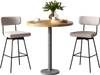 Beige 29-inch counter height upholstered swivel bar stools set of 2 with padded backrest, ideal for dining or kitchen.
