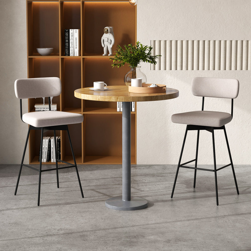 29 Inch Counter Height Upholstered Swivel Bar Stool Set of 2-beige - Gallery View 1 of 9