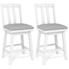 Set of 2 white 25-inch modern bar stools with upholstered seats and 360° rotation, perfect for dining rooms and.