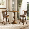 25 Inch Set of 2 Bar Stools with PE Rattan Backrest and Rubber Wood Frame-Brown - Gallery View 1 of 9