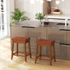 25/29 Inch Set of 2 Upholstered PU Leather Bar Stools with Saddle Seat-25 inches - Gallery View 1 of 8
