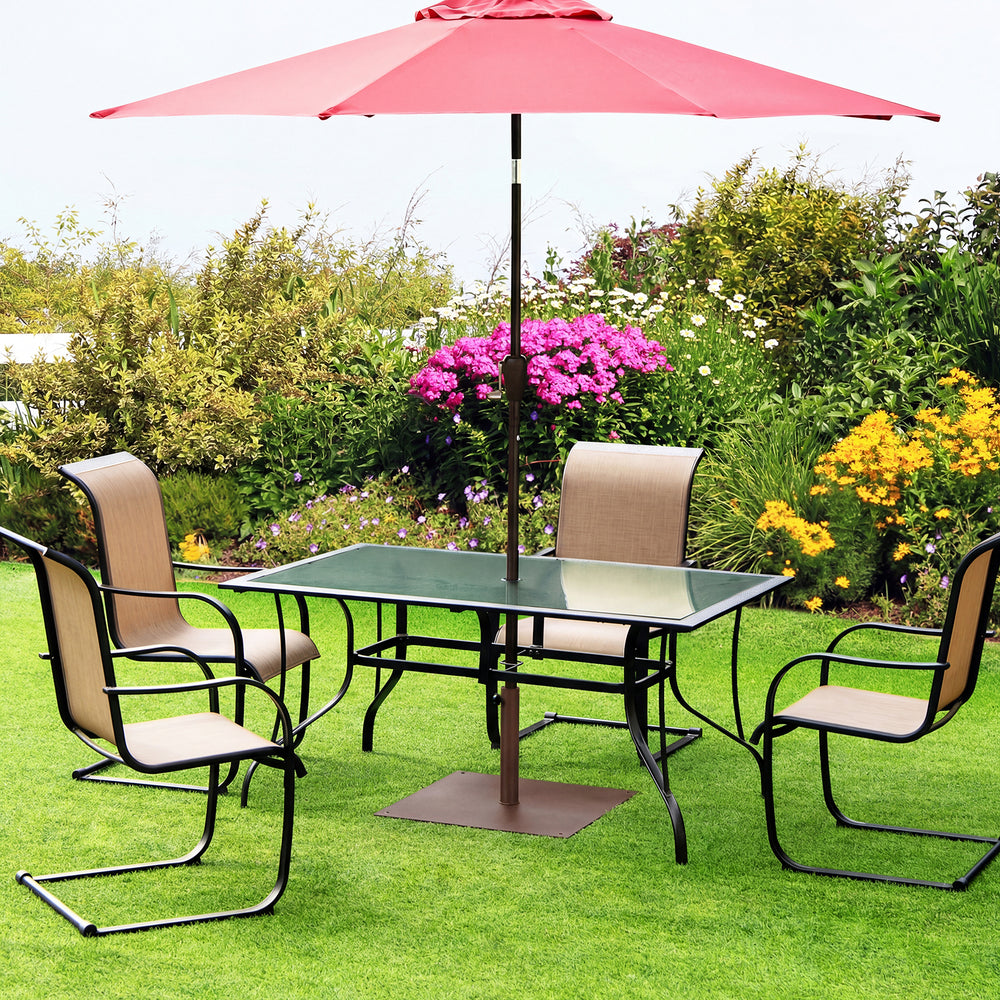 25 Inch Square Patio Umbrella Base 42 LBS Weighted-Brown - Gallery View 1 of 12