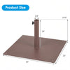 Square 25-inch patio umbrella base in brown, made of powder-coated steel, suitable for 1.6"/1.9" diameter poles.