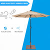 25-inch square patio umbrella base in brown, made of durable powder-coated steel, ideal for outdoor use and stability.