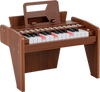 25-key kids piano keyboard in brown with adjustable speed and volume, perfect for toddlers aged 3 and up.