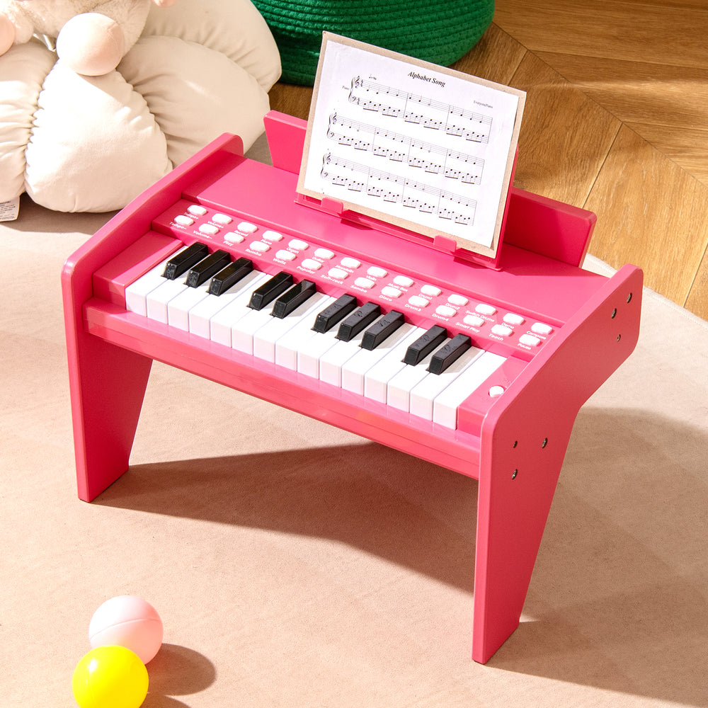 25 Keys Kids Piano Keyboard with Adjustable Speed and Volume-Pink - Gallery View 1 of 9