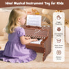 25-key kids piano keyboard in brown, designed for toddlers with adjustable speed and teaching mode for musical.