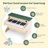 25-key wooden kids piano keyboard in green with removable music stand, designed for safe, screen-free music learning.