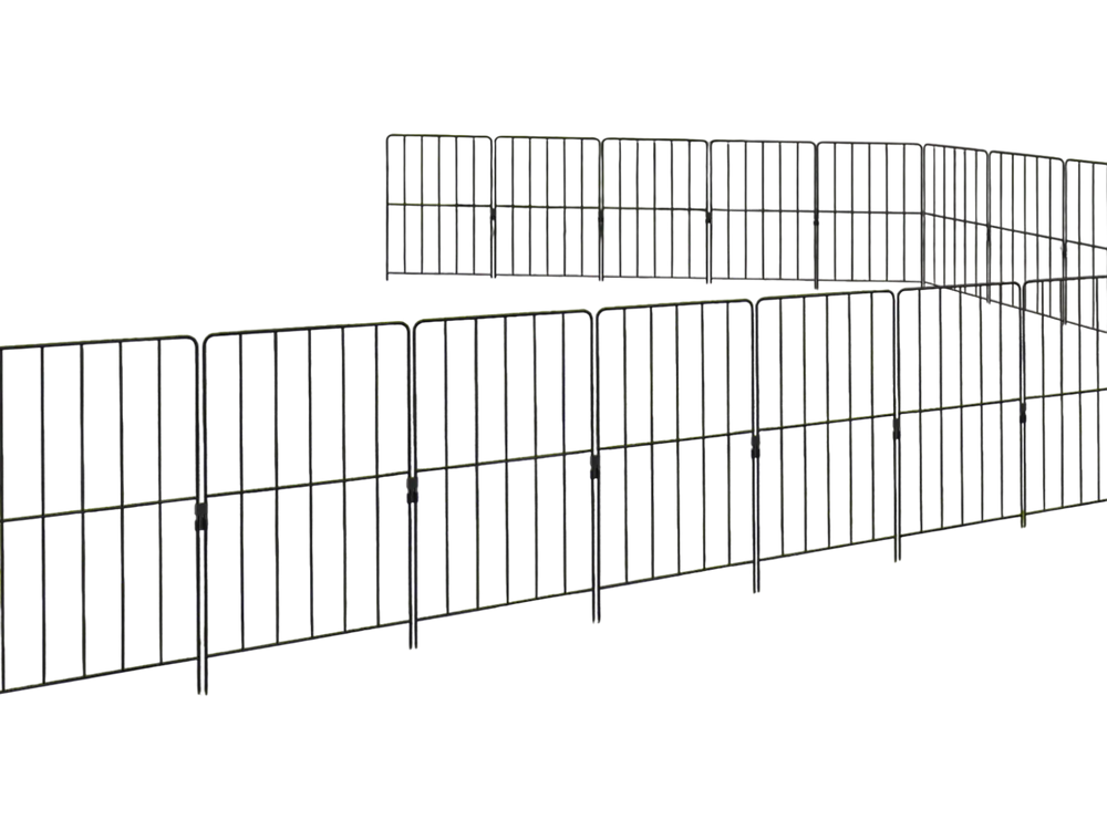 Decorative garden fence set with a rustproof metal frame, ideal for protecting plants and pets in outdoor spaces.