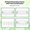 25 pack rustproof decorative garden fence set shown in various configurations, ideal for protecting flower beds and.
