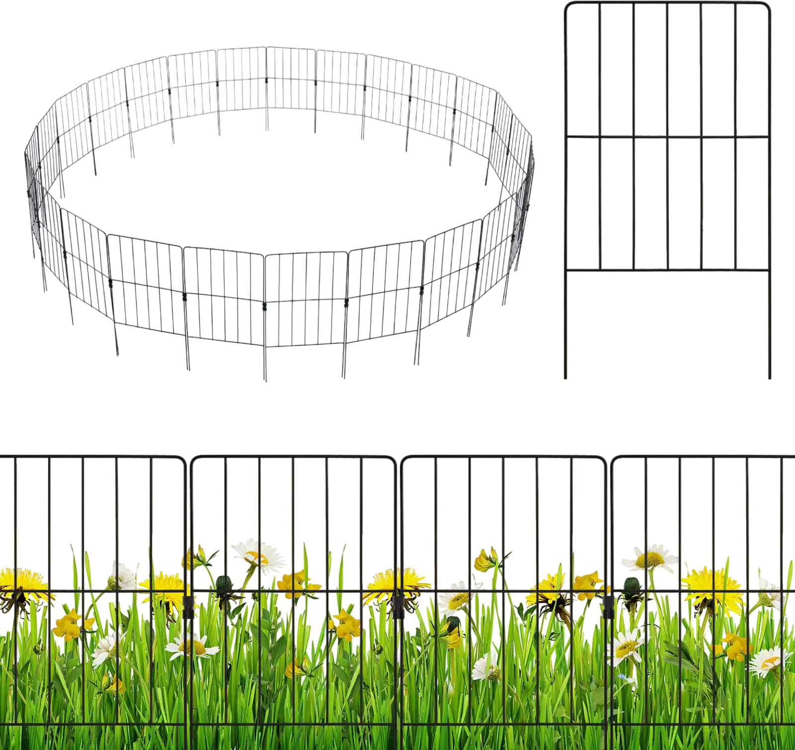 Costway 25-Pack Rustproof Decorative Garden Fence Set Dog Flower Bed 73485216 New