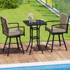 25" square patio dining table with a black metal frame and umbrella hole, perfect for outdoor gatherings by the poolside.