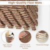 25 tiles of brown wood grain foam floor mats with borders, featuring high-density EVA foam and a waterproof surface.