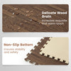Brown wood grain foam floor mats with non-slip bottom, ensuring stability and a warm touch for any space.