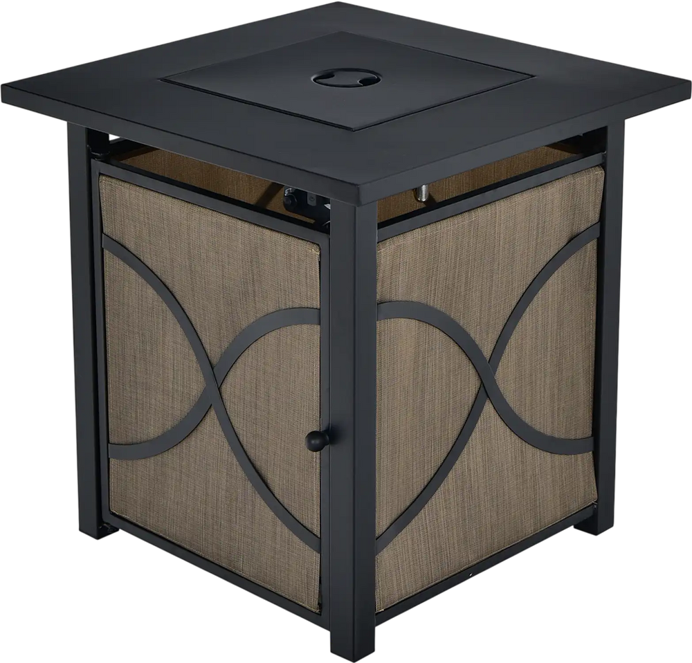 25 Inch 40000 BTU Propane Fire Pit Table with Lid and Fire Glass