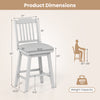 25-inch gray bar stool with upholstered swivel seat, slat backrest, and sturdy rubber wood frame for kitchen islands.