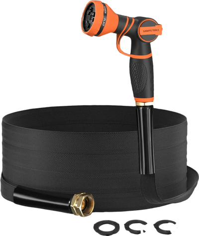Giraffe Tools Lay Flat Water Hose - x 5/8” Black New