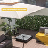 Offset patio umbrella base with wheels, 260 lbs, HDPE material, designed for stability in outdoor settings.