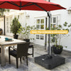 Offset patio umbrella base with wheels, featuring an X-shaped metal bottom for enhanced stability, ideal for outdoor.