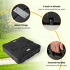 Offset patio umbrella base with wheels, made of HDPE, features 2 reservoirs for stability, ideal for outdoor use.