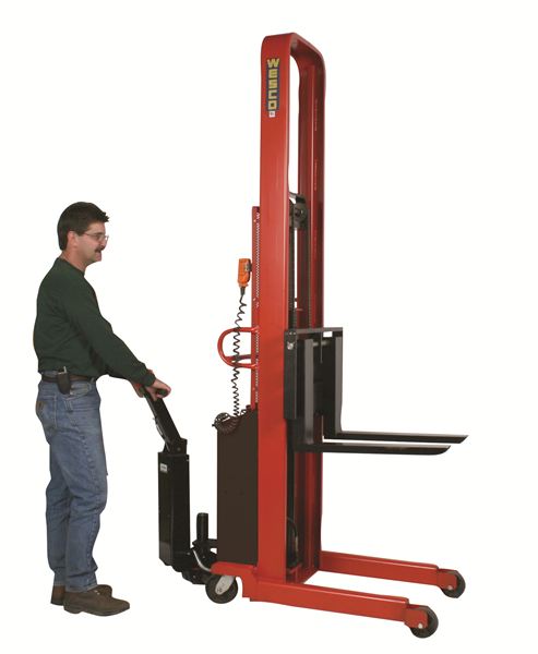 Wesco 261062 1500 lb. Hydraulic Power Lift Fork Stacker with 42" Forks and 64" Lift Height New