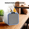 Compact desktop HEPA air purifier with 3 fan speeds and touch panel, ideal for home and office use.