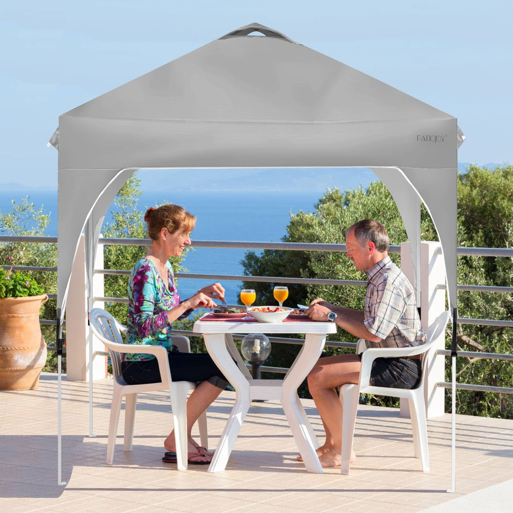 6.6 x 6.6 Feet Outdoor Pop Up Height Adjustable Canopy Tent with Roller Bag-Gray - Gallery View 1 of 12