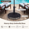 Heavy-duty round umbrella stand with adjustable knob, 26.5 lbs concrete filling, for 8-9 ft patio umbrellas.