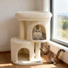 26 Inch Cat Tower with Large Padded Push Perch and Dual Condos-Beige - Gallery View 1 of 10