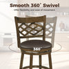 26-inch counter height bar stool with 360° swivel seat, rubber wood frame, and curved backrest for kitchen islands.
