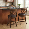 Set of 2 counter height bar stools with 360° swivel seats, rubber wood frame, and comfortable PVC leather for kitchen.