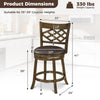 26-inch counter height bar stool with rubber wood frame, 360° swivel seat, and curved backrest for kitchen islands.