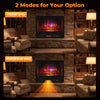 26-inch WiFi infrared quartz electric fireplace insert showing flame only and flame with heat modes for versatile.