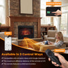 26-inch WiFi infrared quartz electric fireplace insert with realistic logs, remote control, and customizable flame.