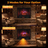 26-inch WiFi infrared quartz electric fireplace insert with realistic logs, showcasing flame only and flame with heat.
