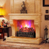 26-inch infrared quartz electric fireplace with realistic pinewood ember bed, showcasing vibrant flames and elegant.
